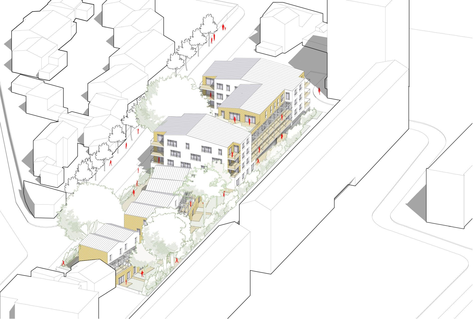 vue aérienne angle sud-ouest