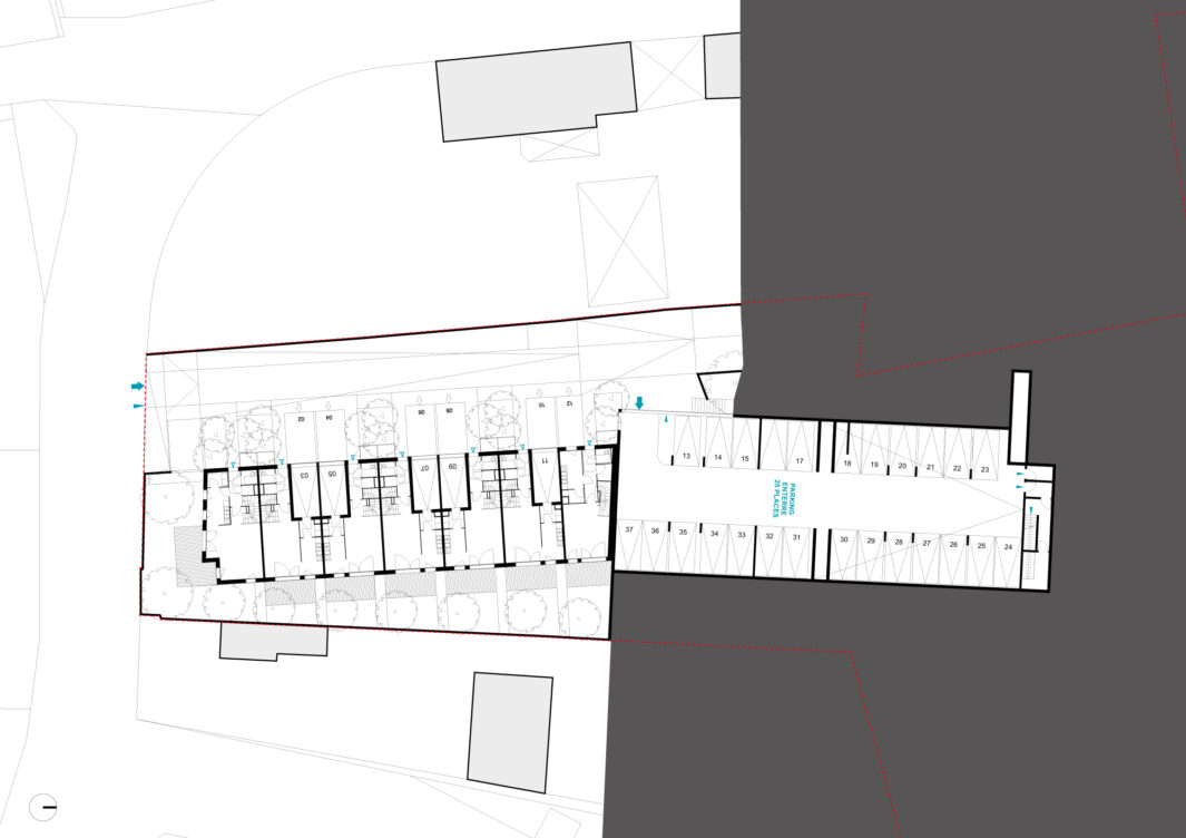 rez-de-chaussée maisons - parking semi-enterré