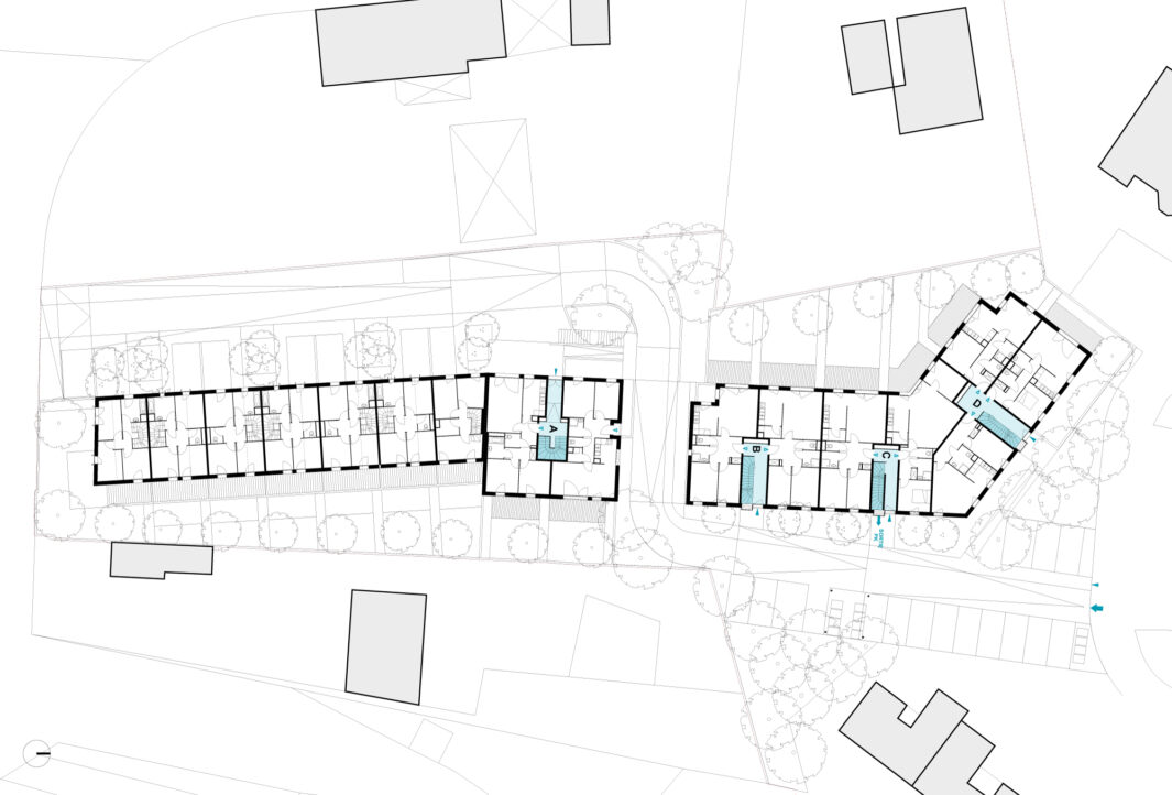 R+1 maisons - rez-de-chaussée logements collectifs